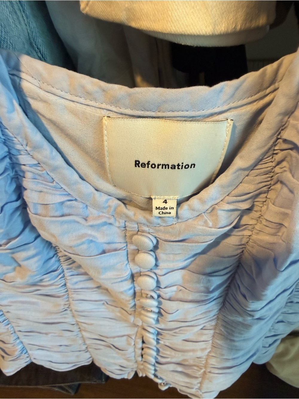 Reformation Archer Top Blue - Size 4 - Picture 3 of 3